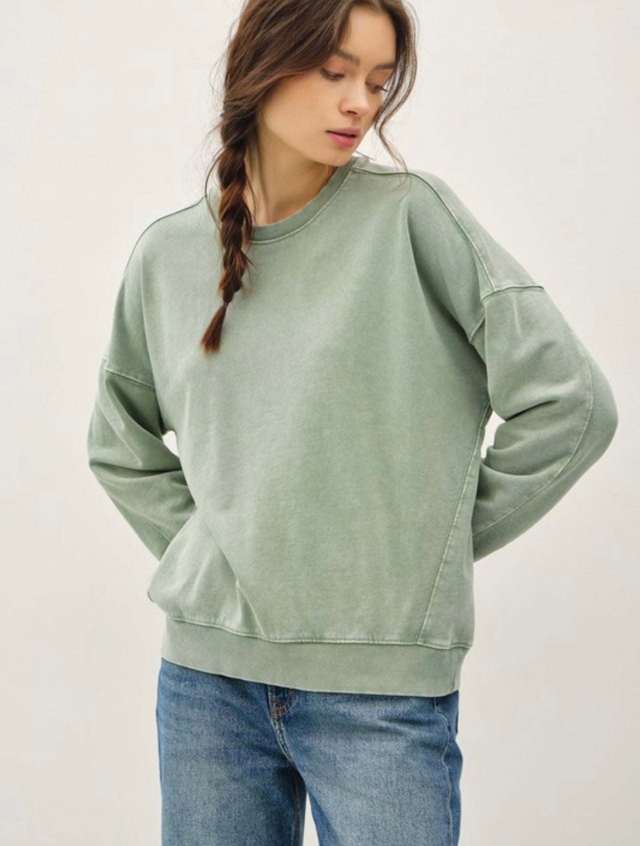 Basic Acid Wash Pullover Crew