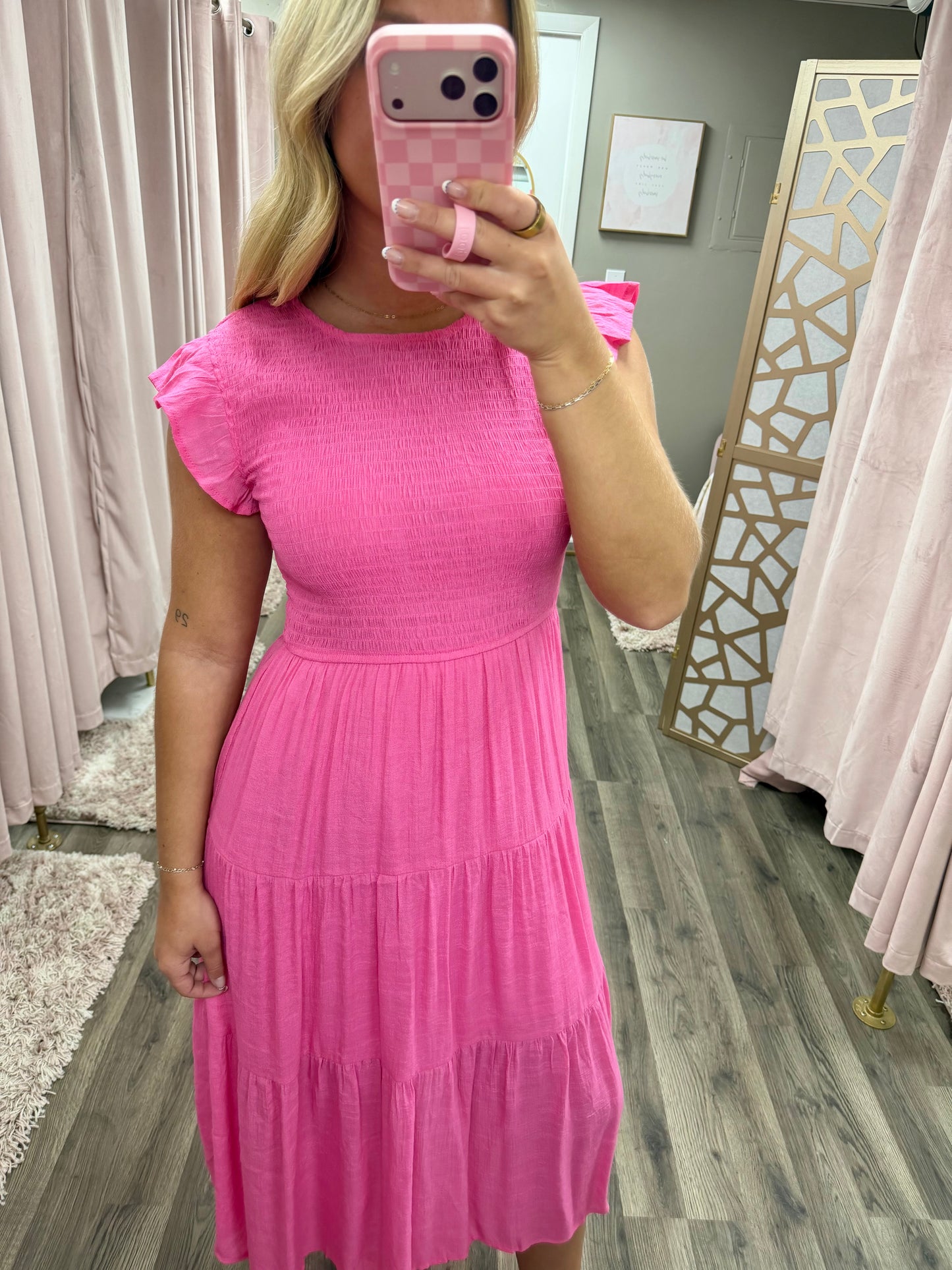 Smocked Tiered Midi Dress