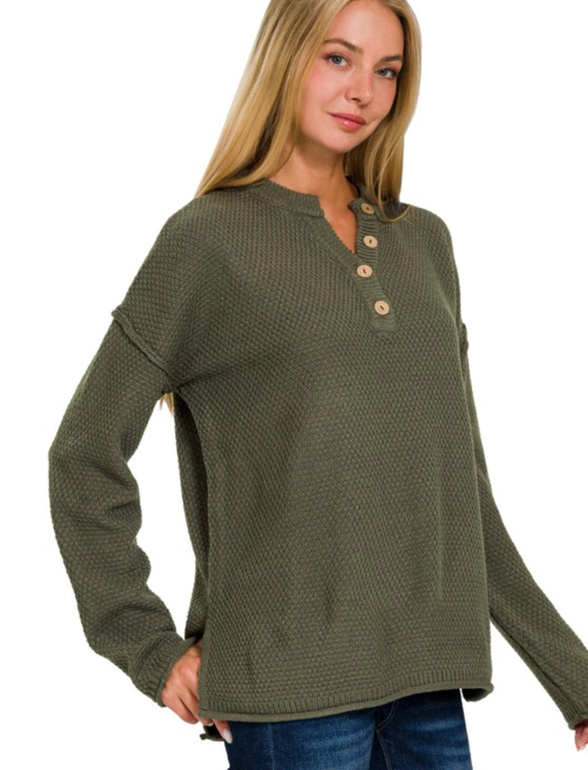 Four Button Henley Sweater