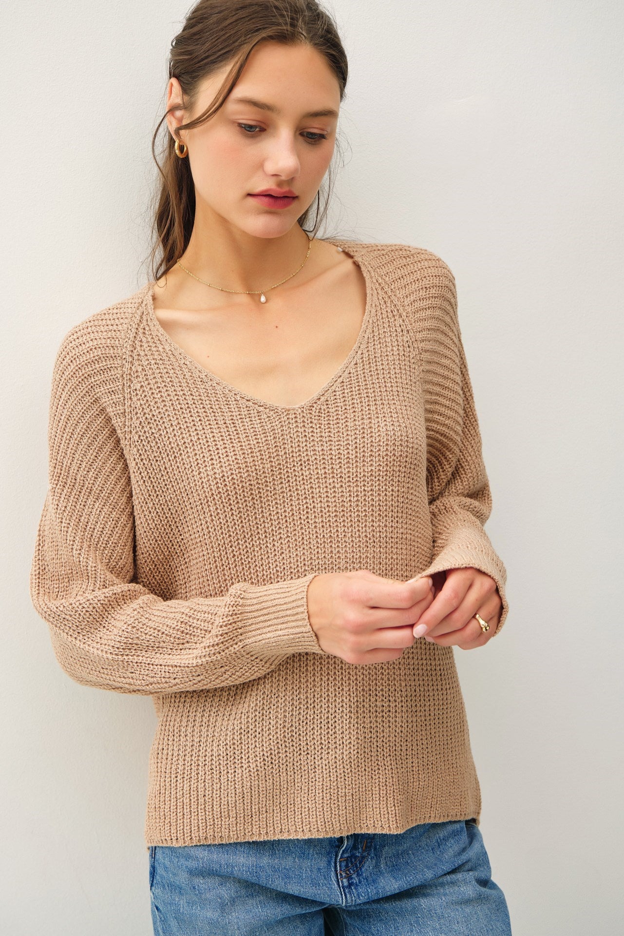 Ribbed V Neck Sweater