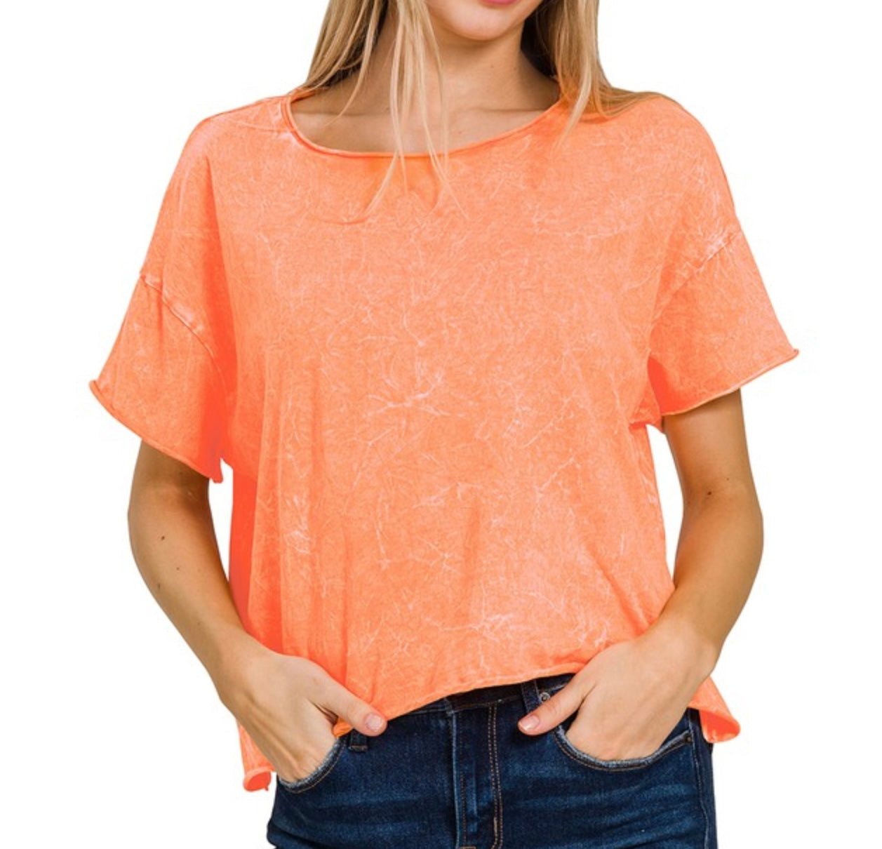 Washed Crew Long Crop Top