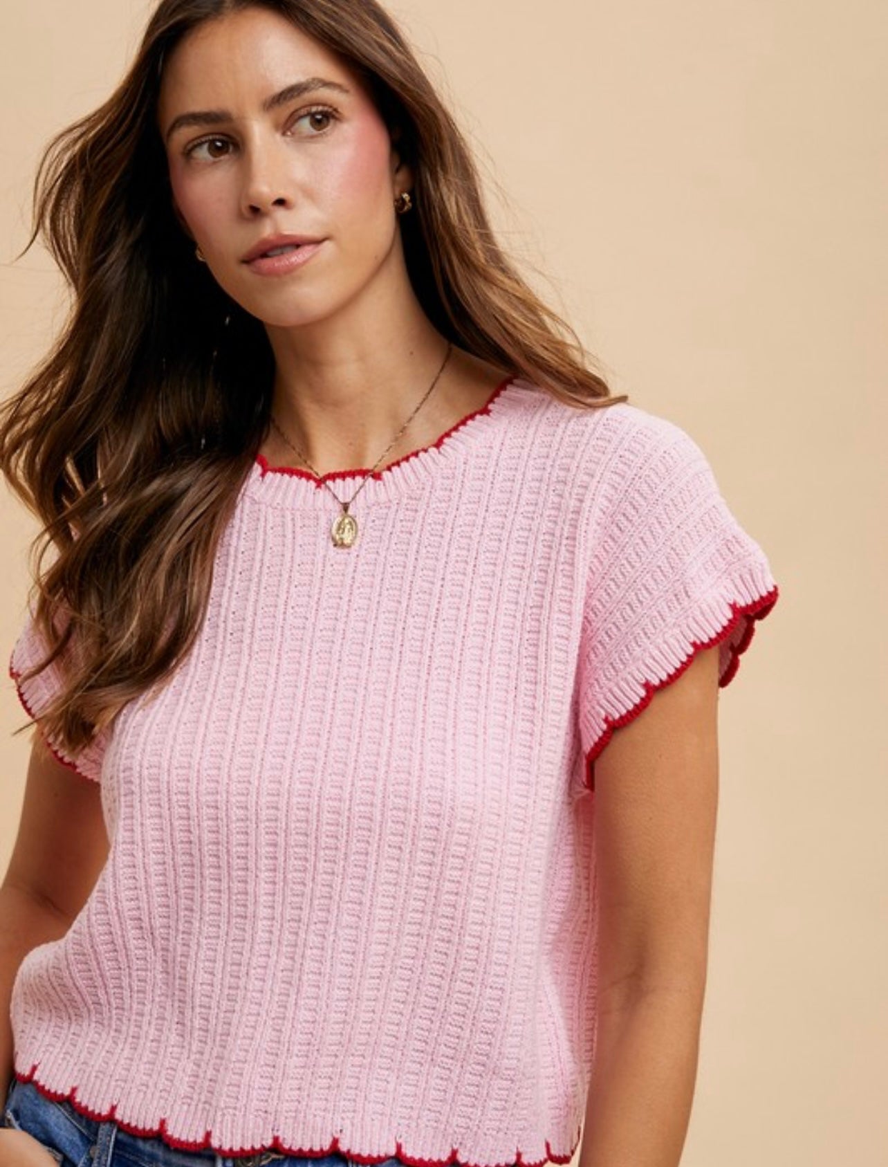 Contrast Detail Sweater Top