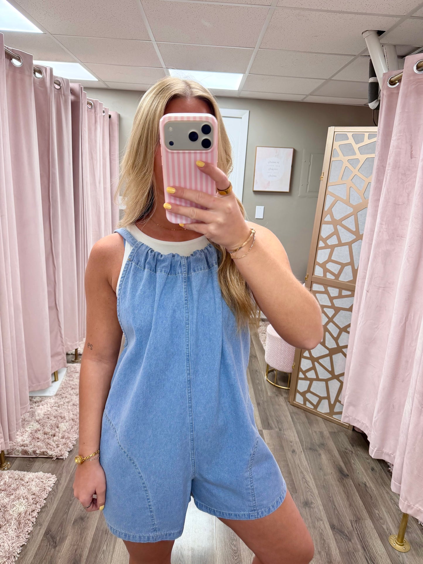 Woven Denim Romper