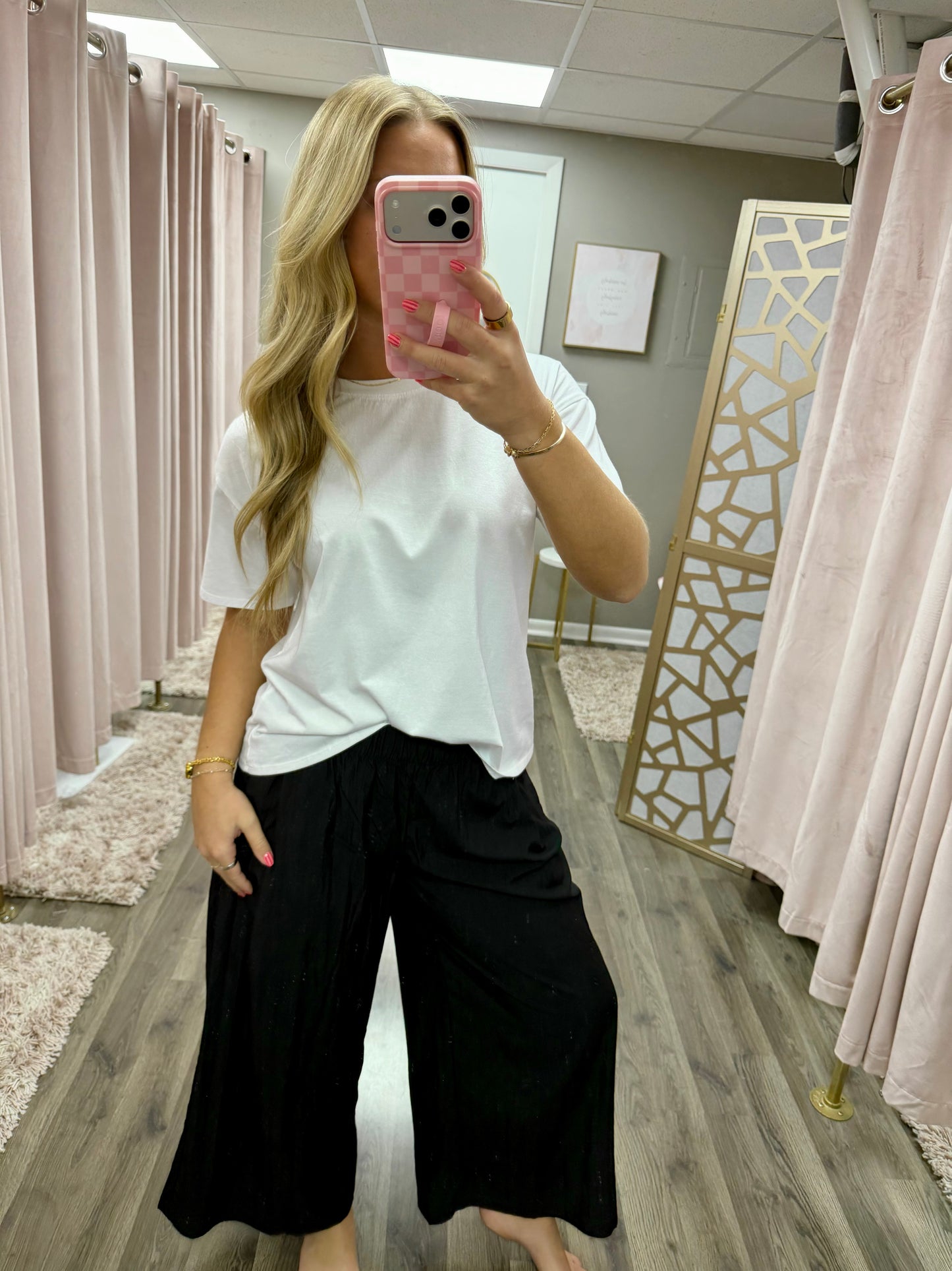 Elastic Waistline Cropped Pant