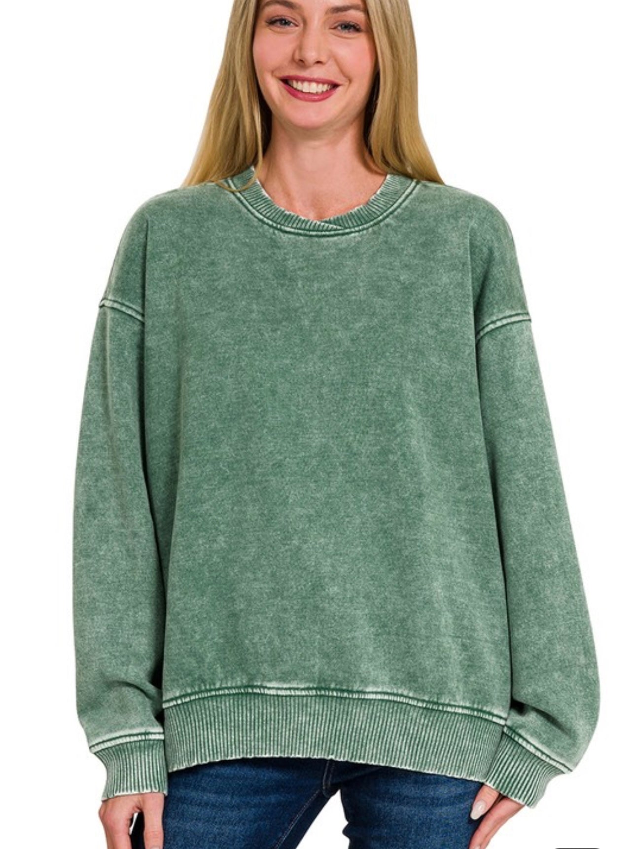 Acid Wash Oversized Crew
