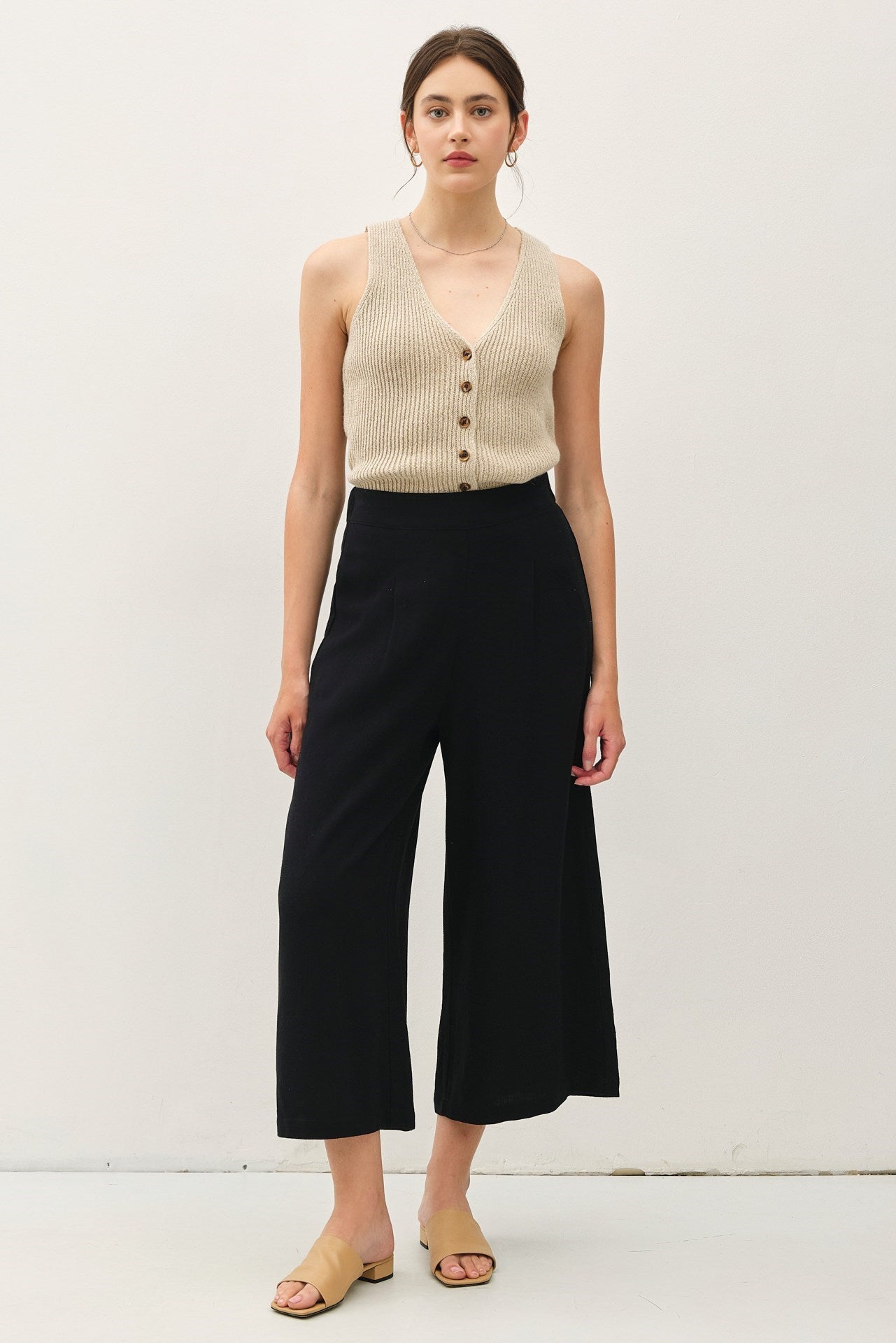 Linen Elastic Waist Pant