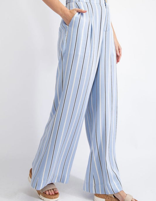 Stripe High Waisted Wide Leg Pant