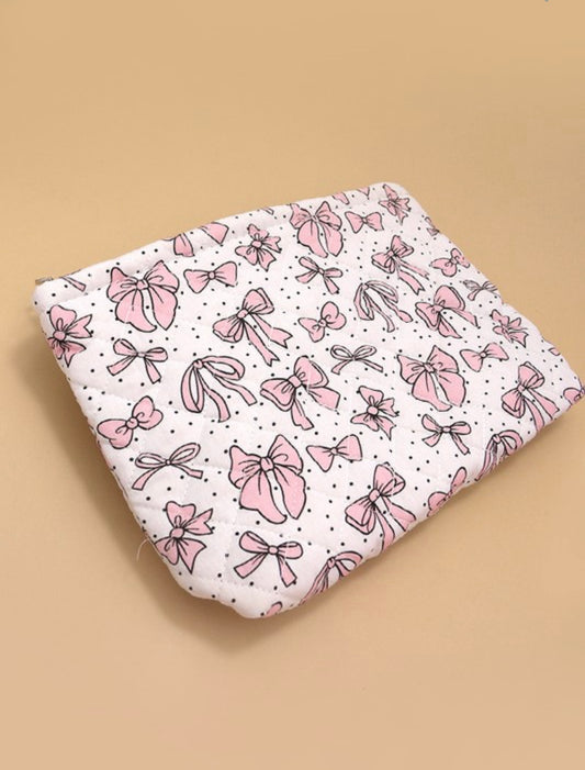 Printed Bow Cosmetic Bag