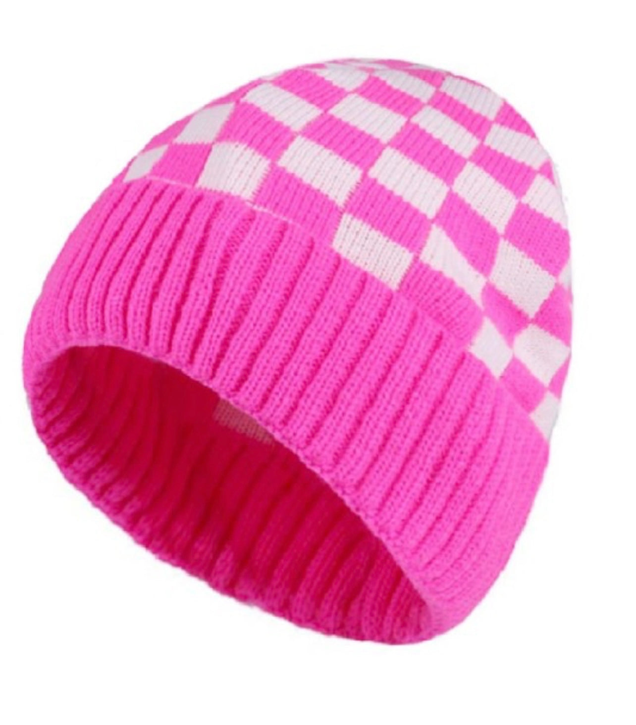 Checkered Pattern Cuff Beanie