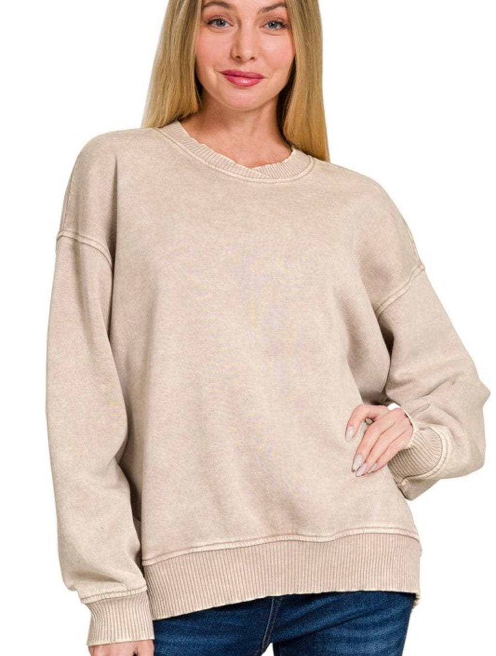 Acid Wash Oversized Crew