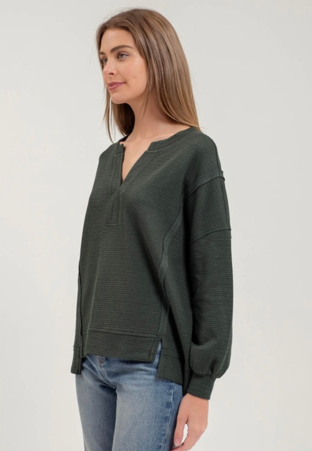 Split Neck Knit Top