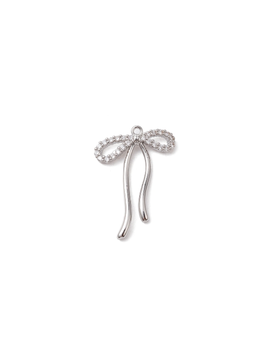 Crystal Bow Charm - Silver