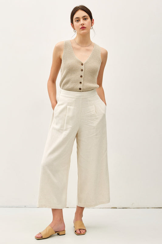 Linen Elastic Waist Pant