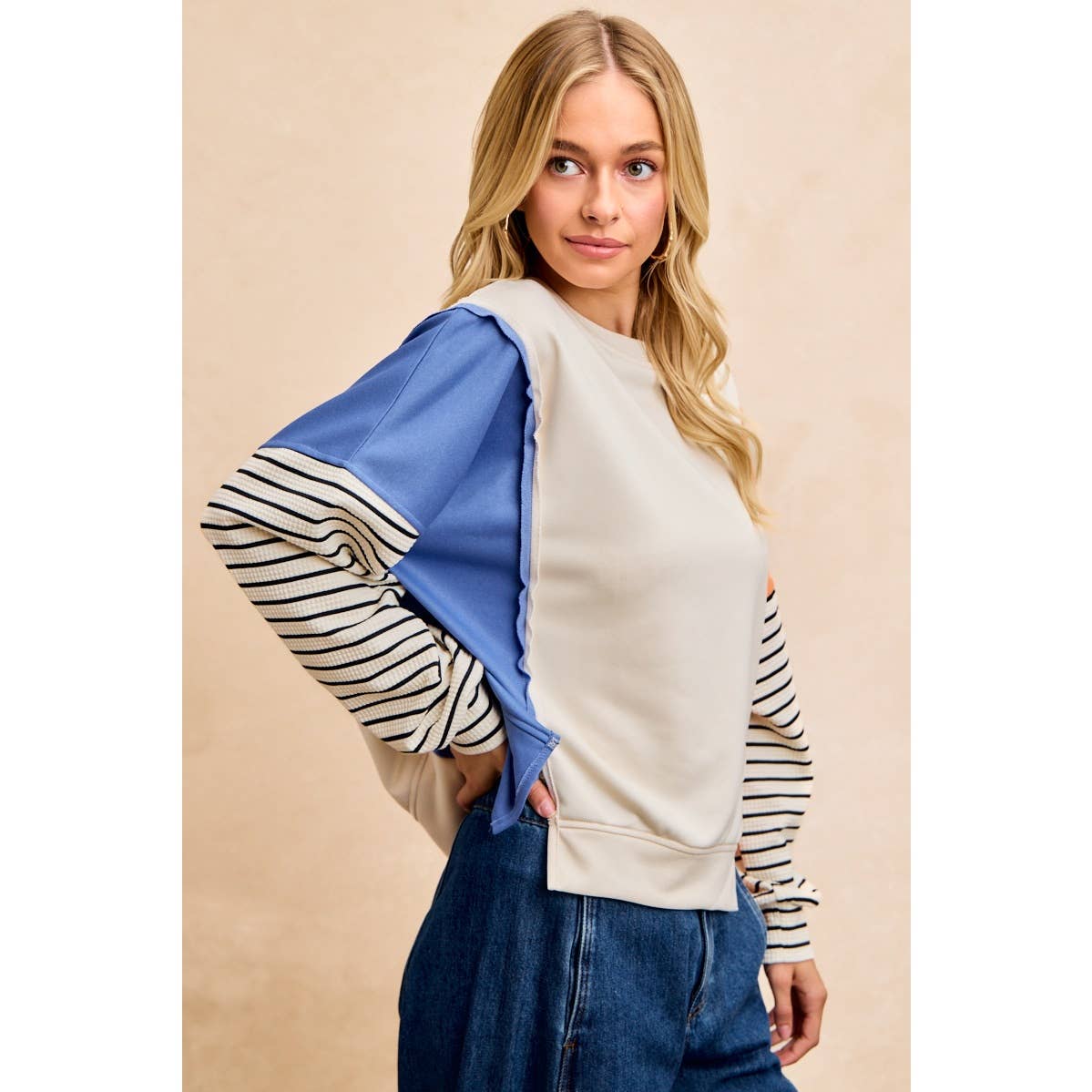 French Terry Color Block Long Sleeve