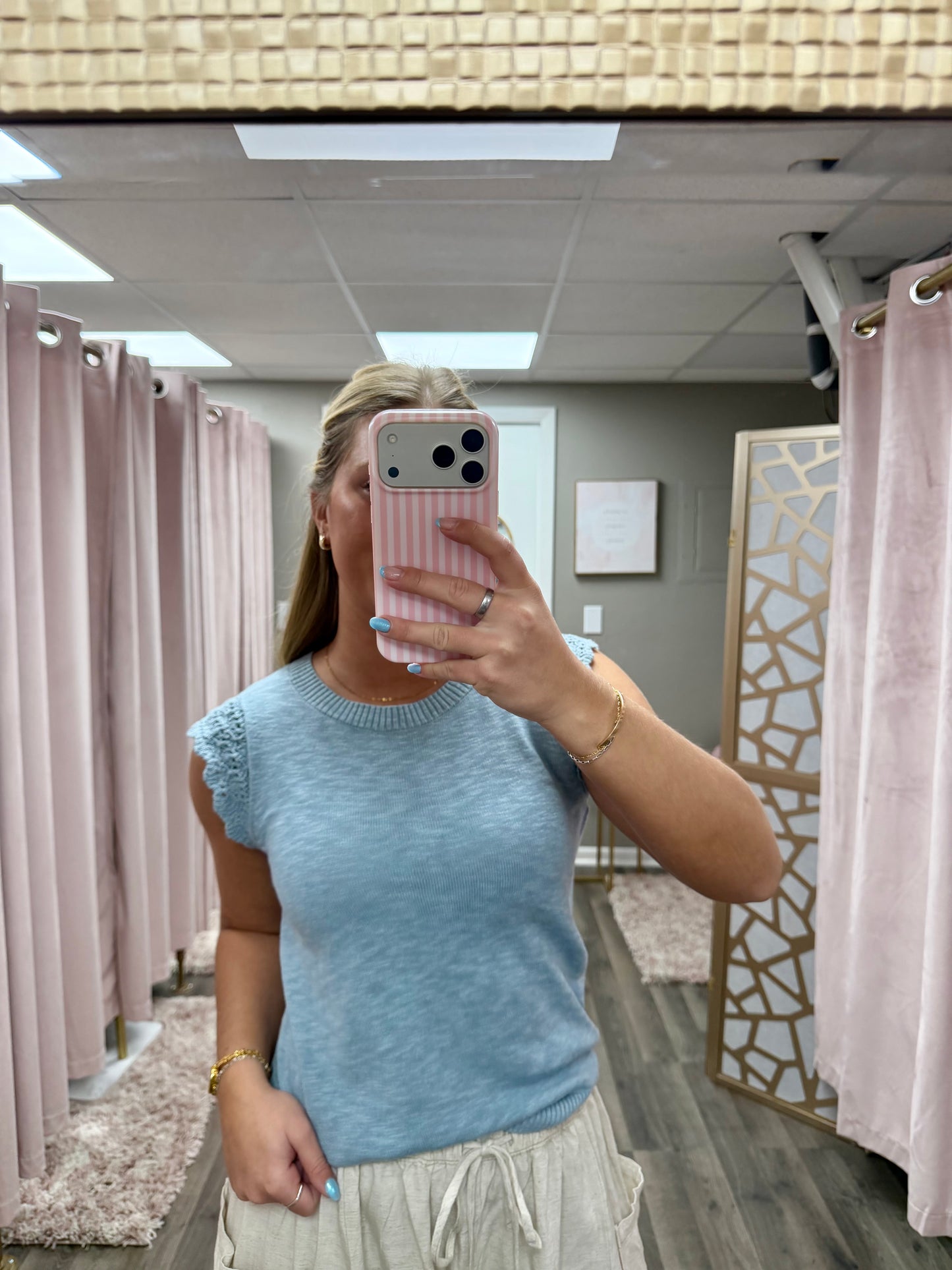 Ruffle Cap Sleeve Sweater Top