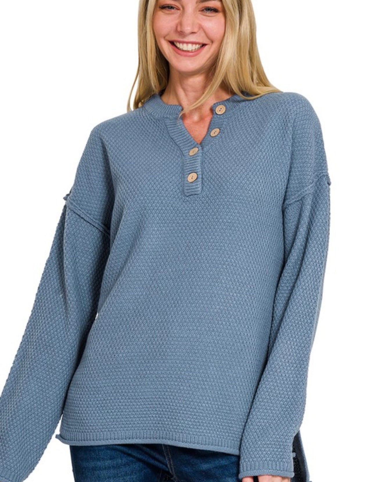 Four Button Henley Sweater