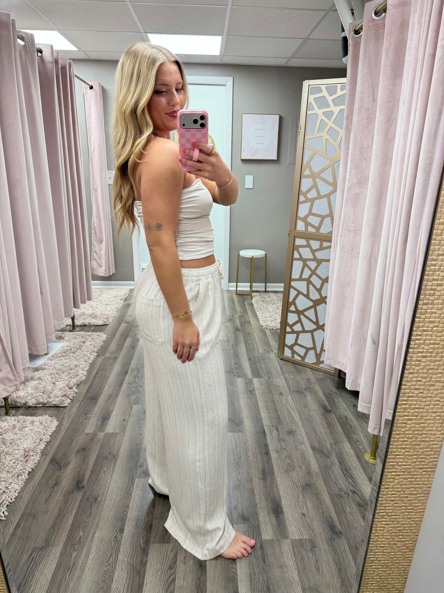 Linen Wide Leg Drawstring Pant