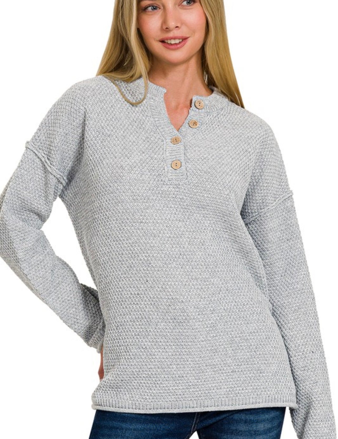 Four Button Henley Sweater