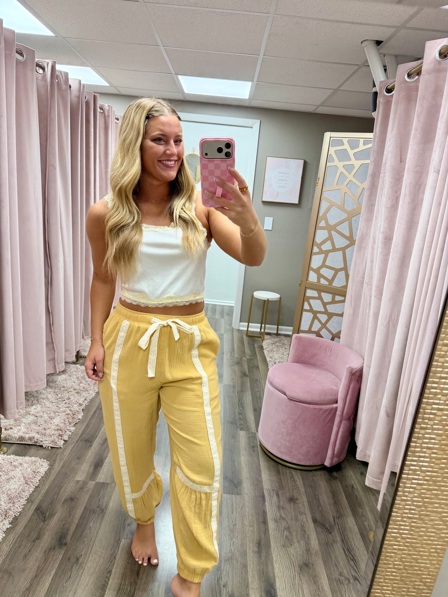 Lace Trimmed Balloon Pants