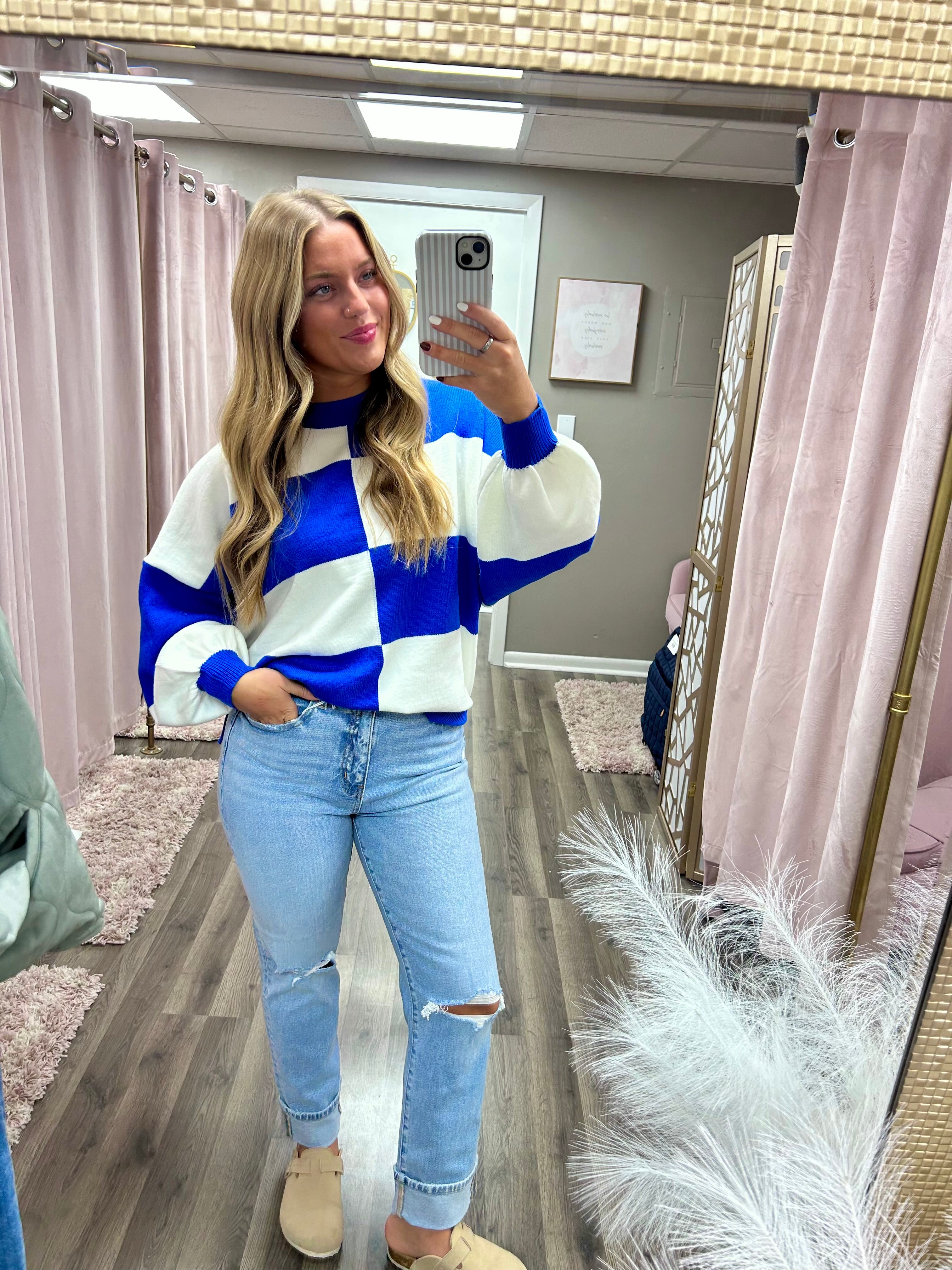 Gameday Oversized Checker Sweater