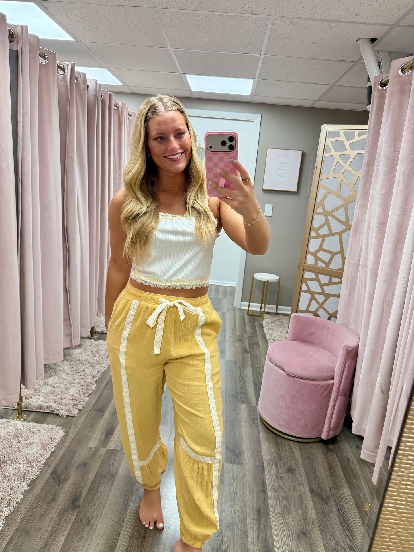 Lace Trimmed Balloon Pants