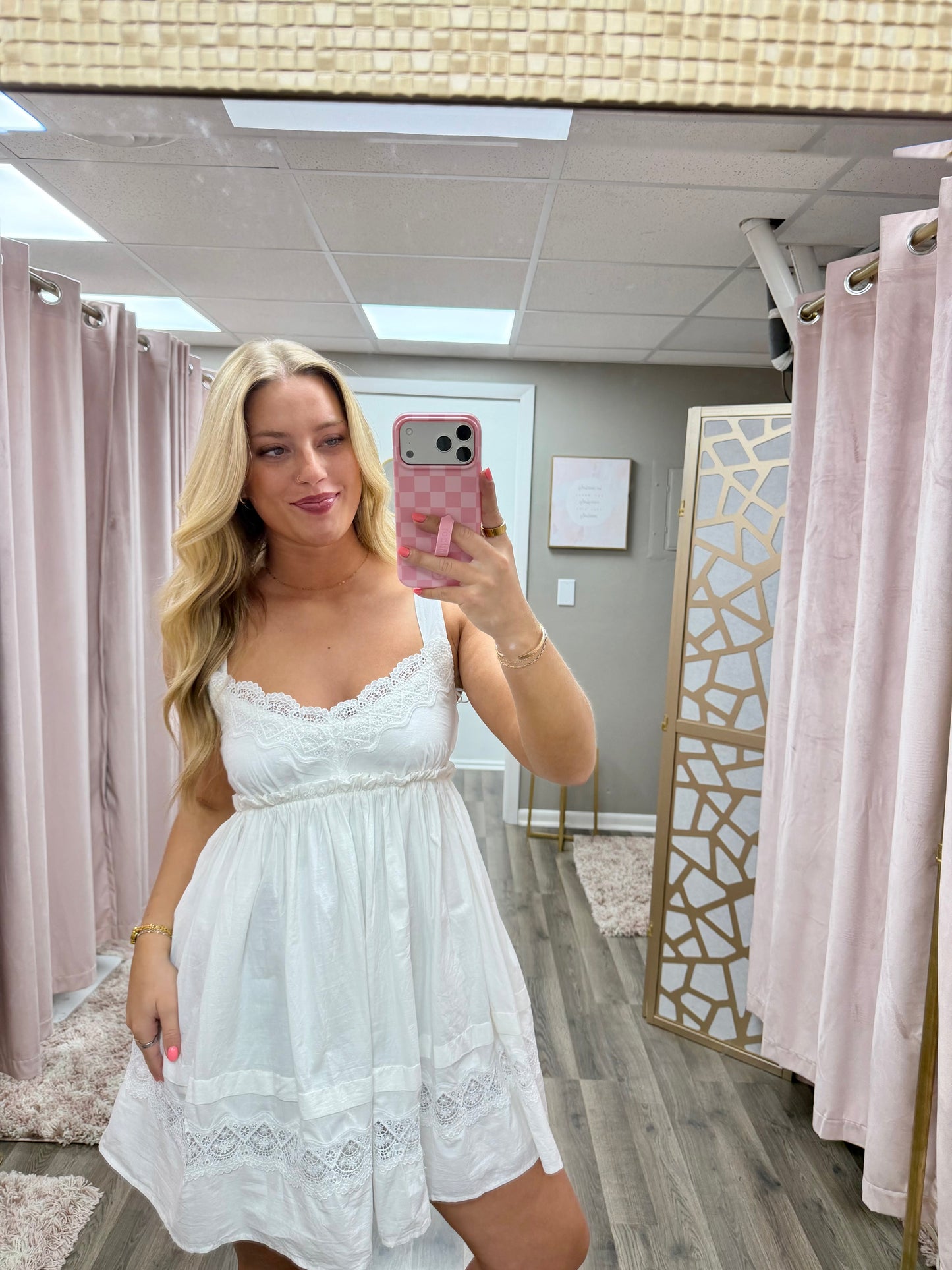 Lace Trim Line Mini Dress