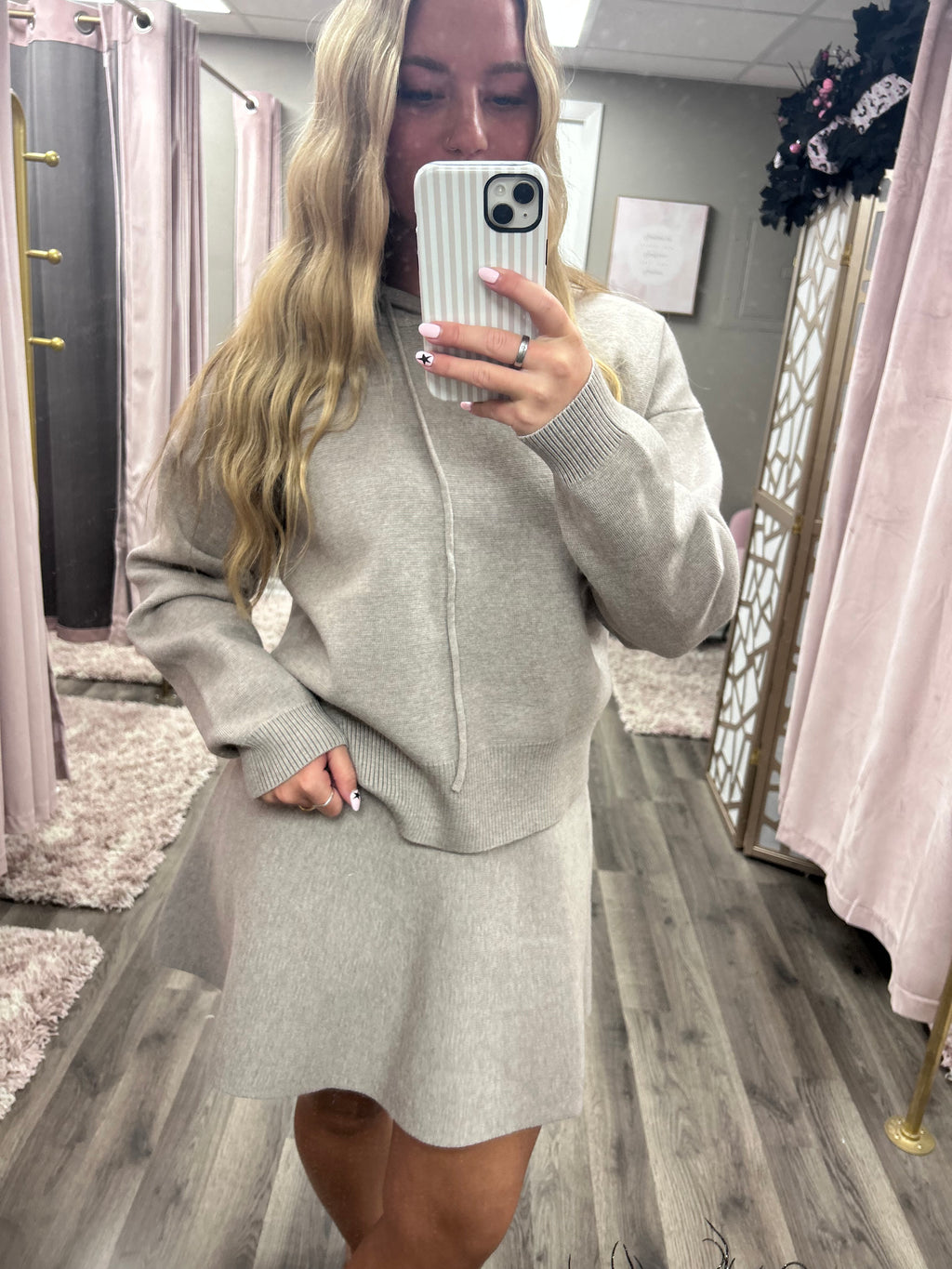 Short Sweater Flare Skirt