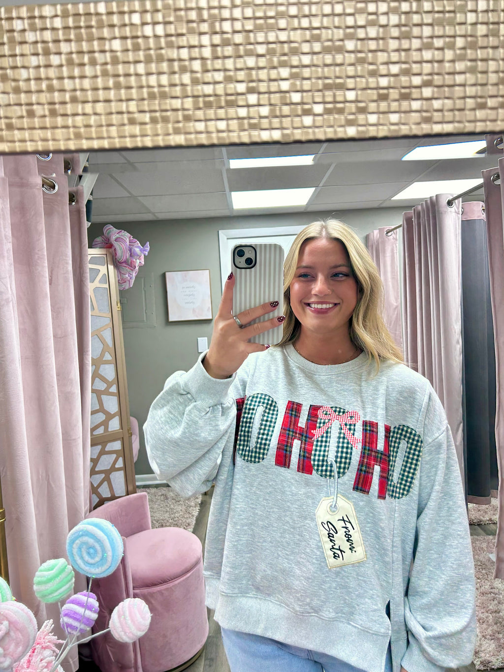 HoHoHo Patchwork Fleece Crewneck