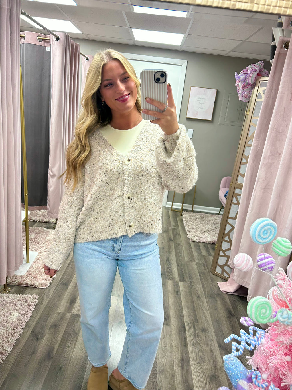 V Neck Wool Blend Sweater Cardigan