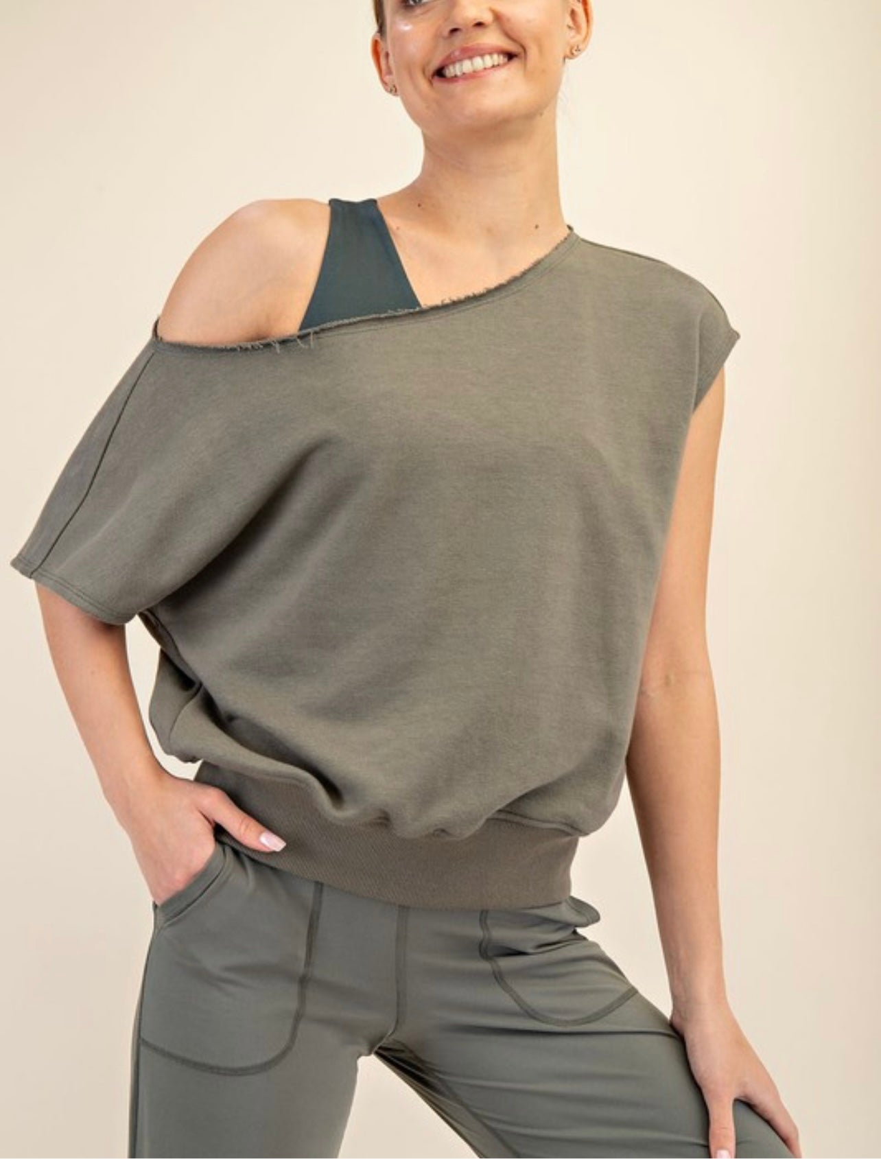 Terry Off The Shoulder Top