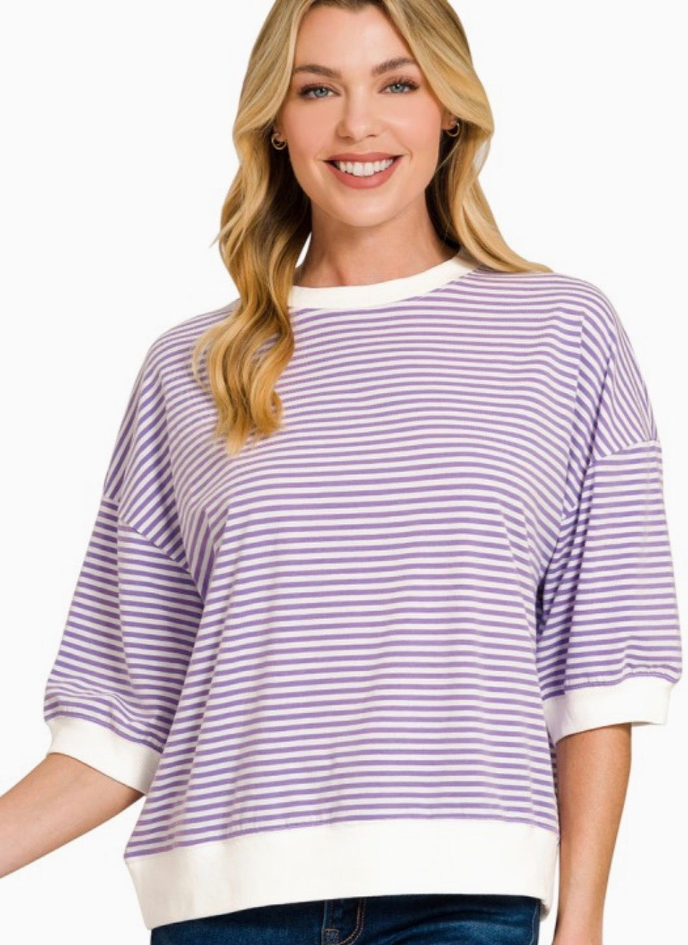 Stripe Contrast Band Top