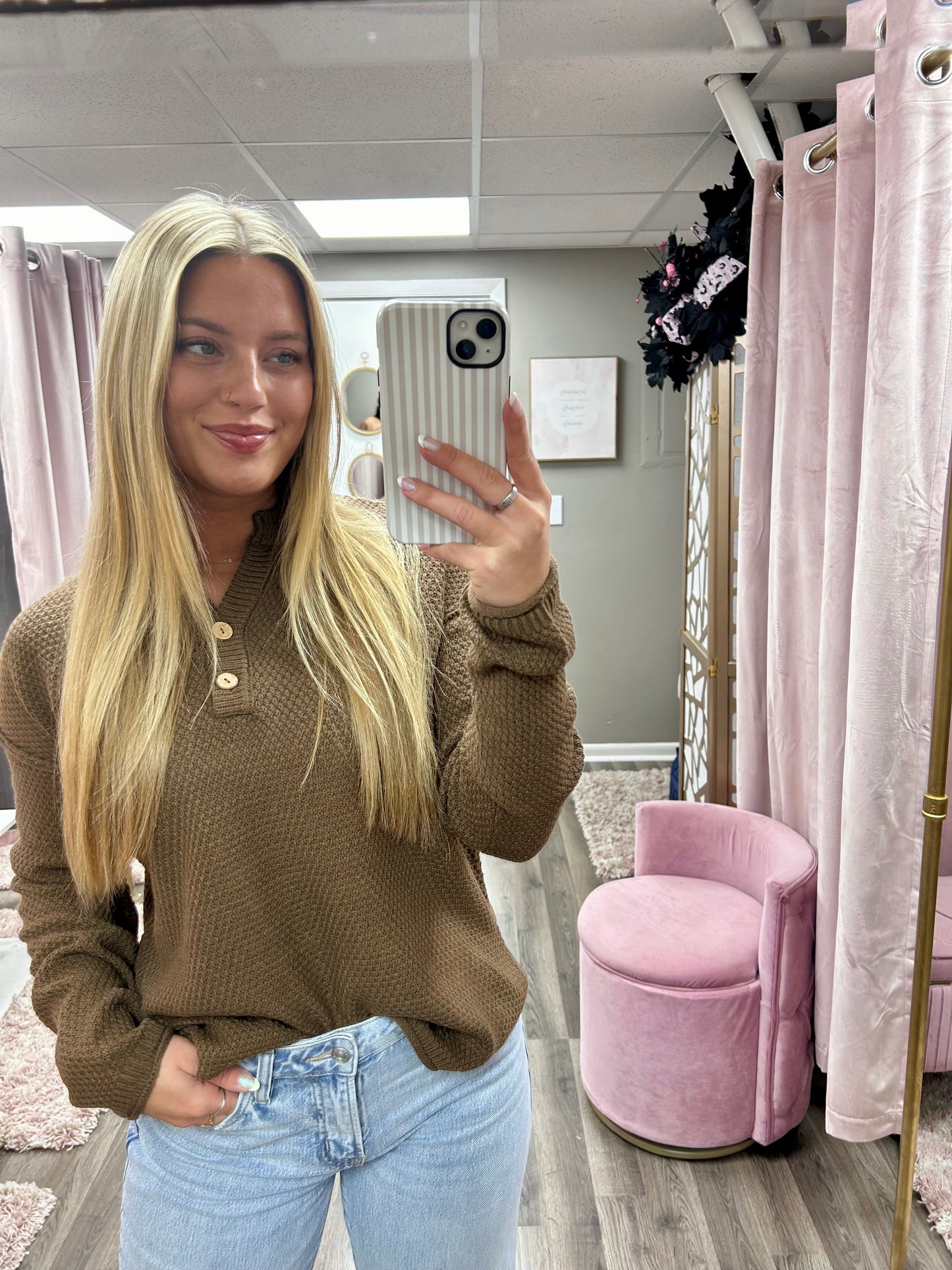 Four Button Henley Sweater