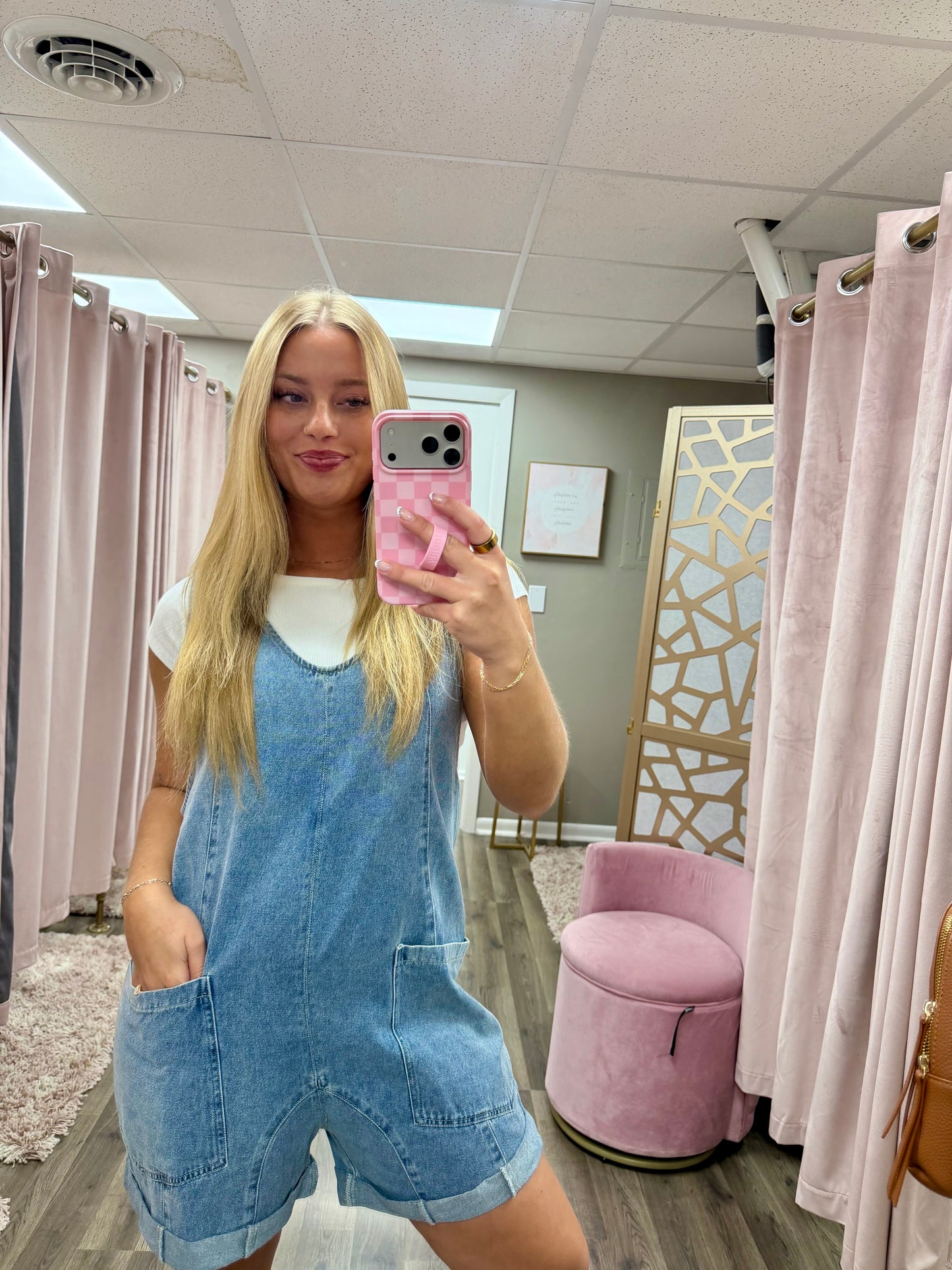 Sleeveless Overall Denim Romper