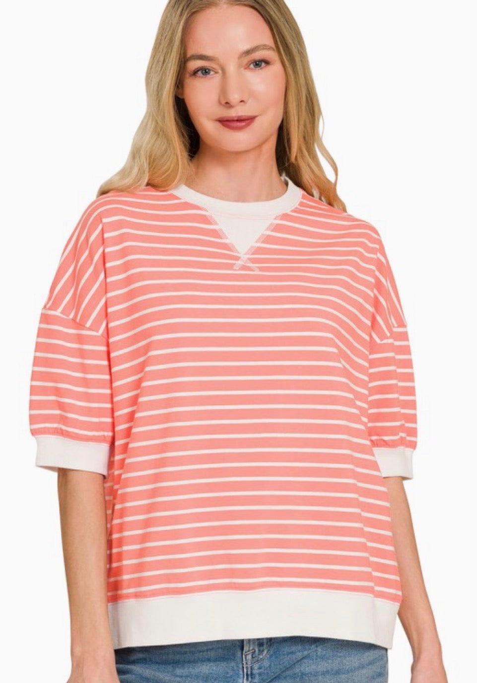 Stripe Banded Pullover Top