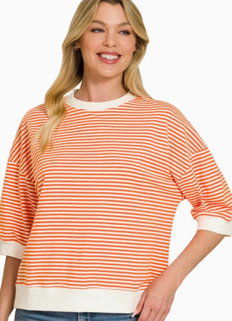 Stripe Contrast Band Top