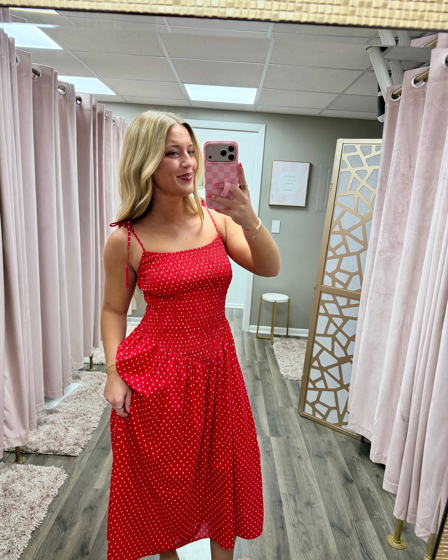 Polka Dot Smocked Dress