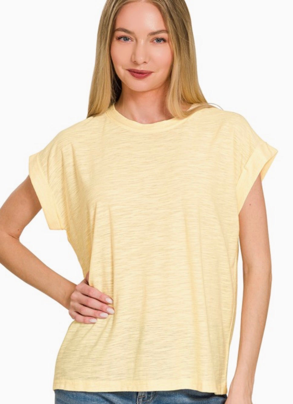Slub Cuff Sleeve Tee