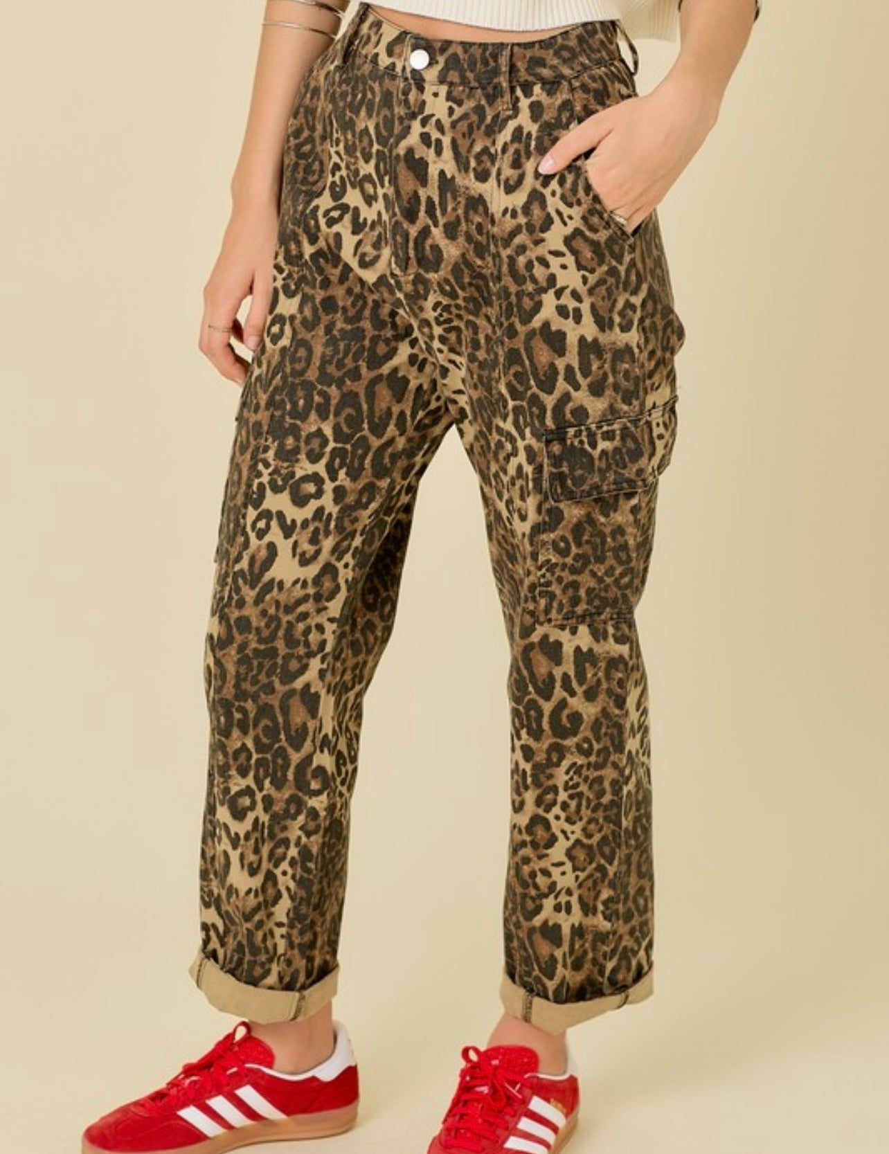 Leopard Straight Cargo Pants