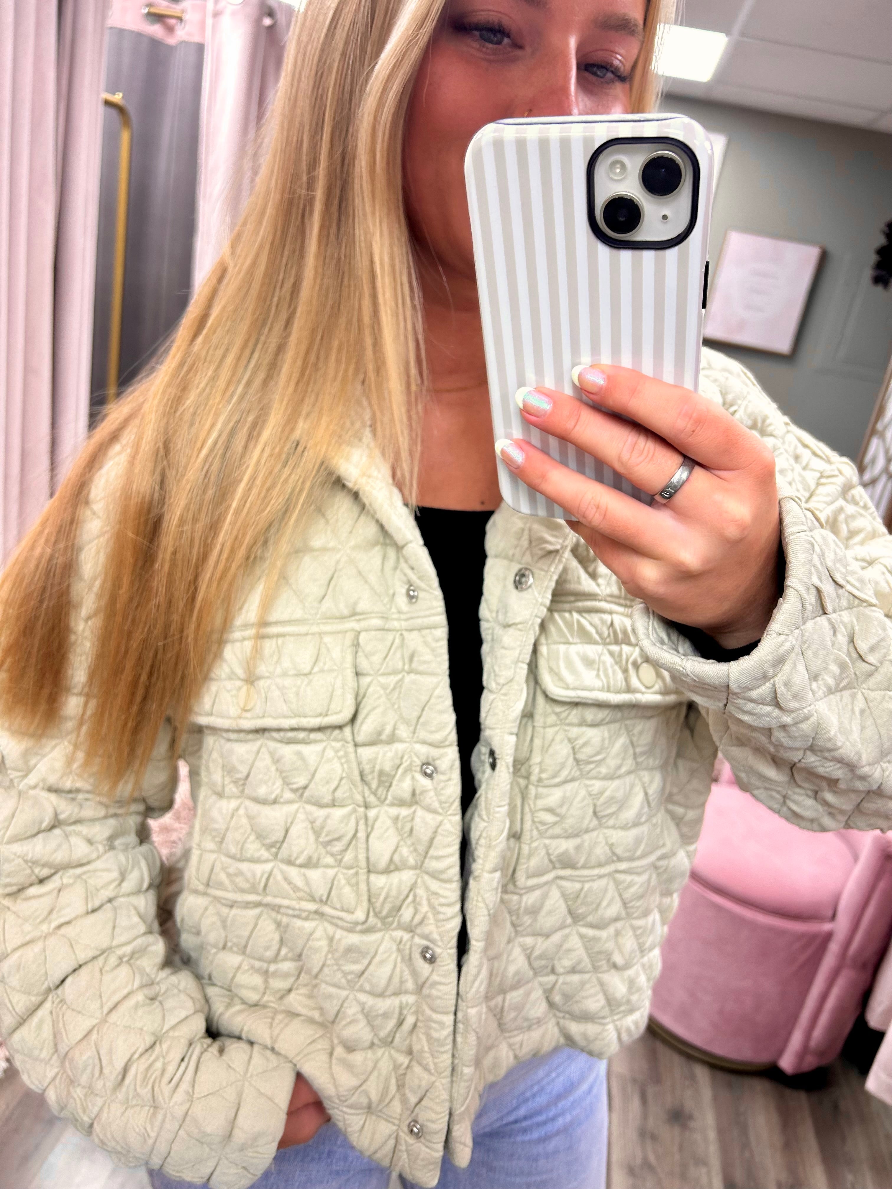 Quilted Collared Jacket W/ Pockets