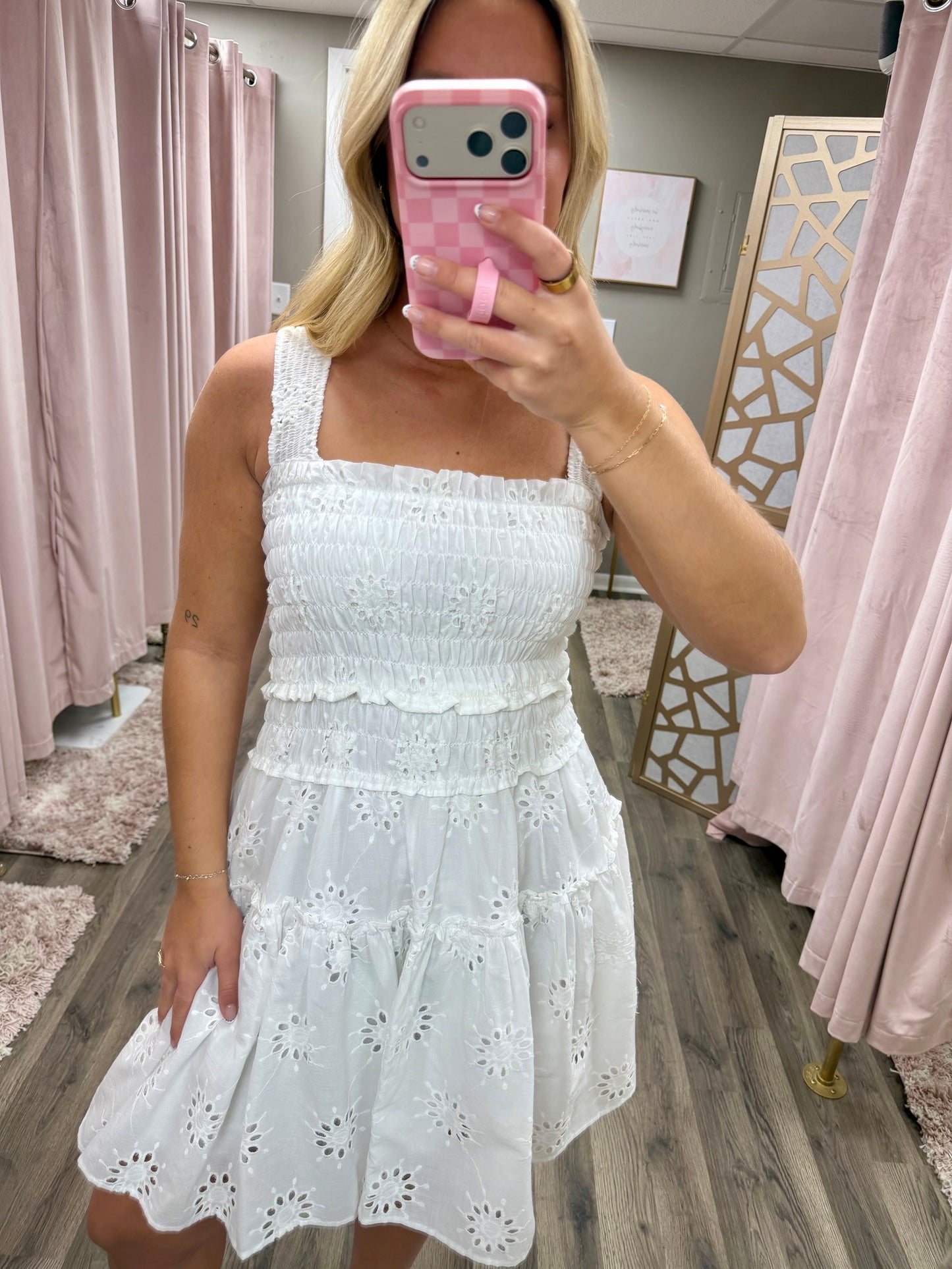 Cotton Eyelet Mini Dress