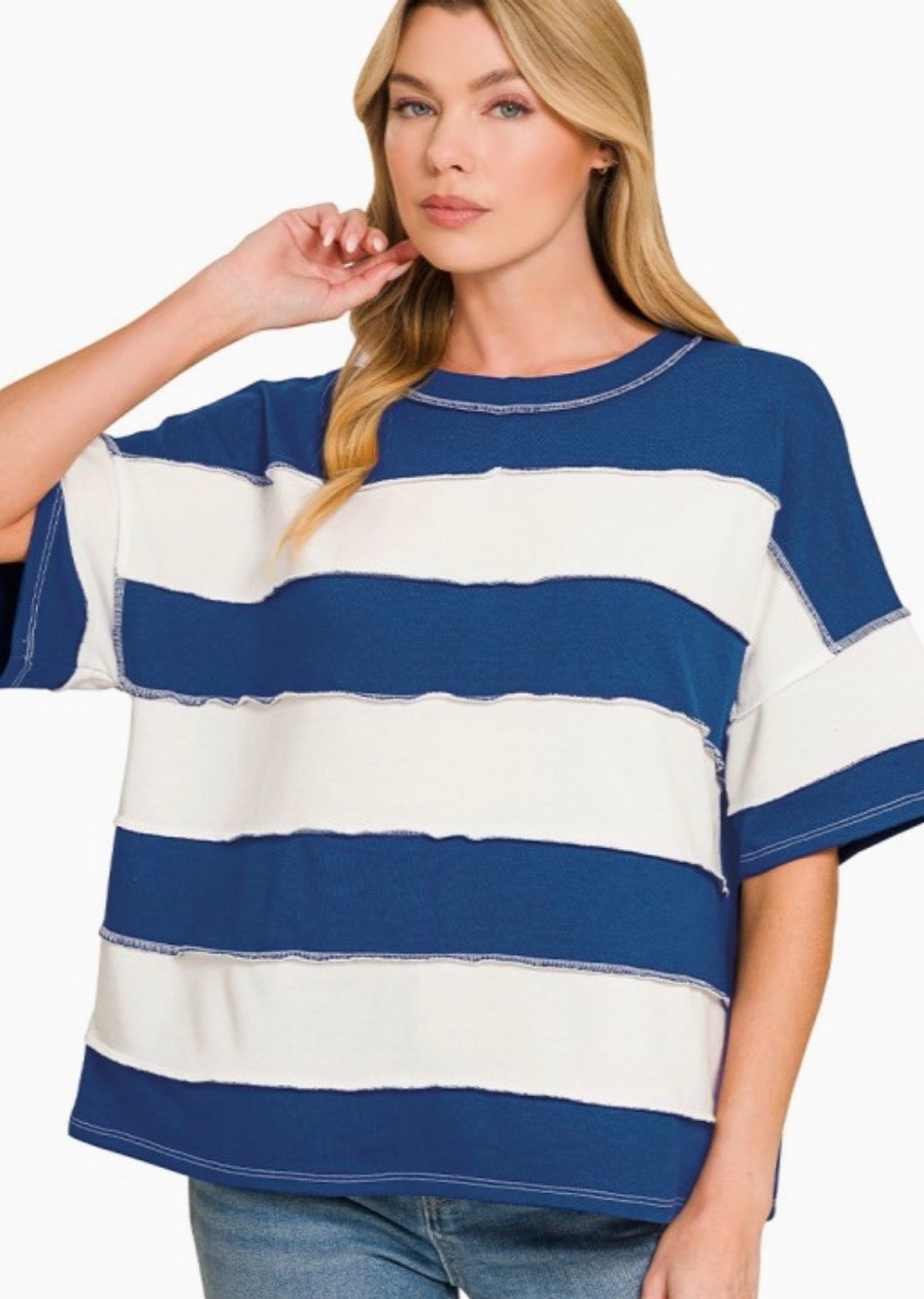 Striped Exposed Seam Top