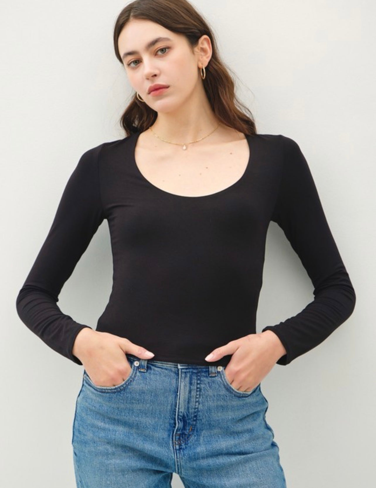 Solid Long Sleeve Basic Top