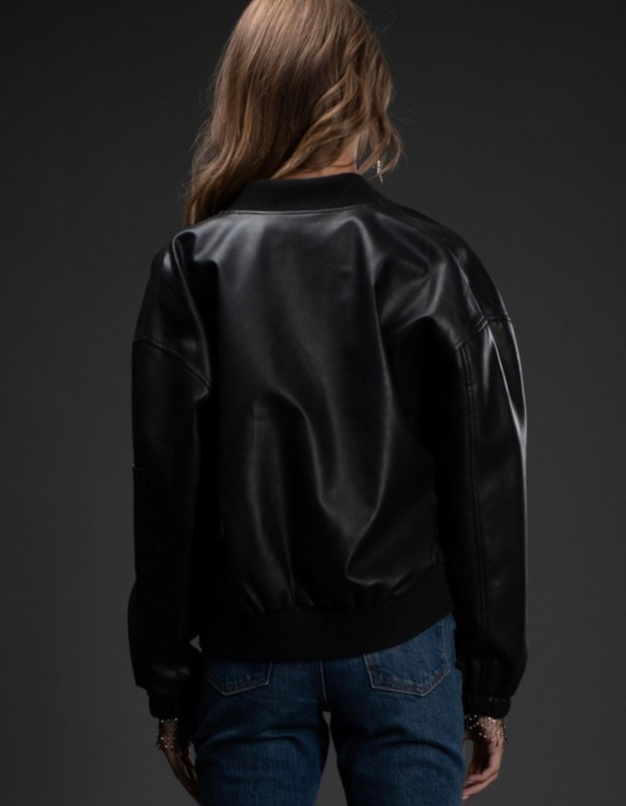 Faux Leather Bomber Jacket