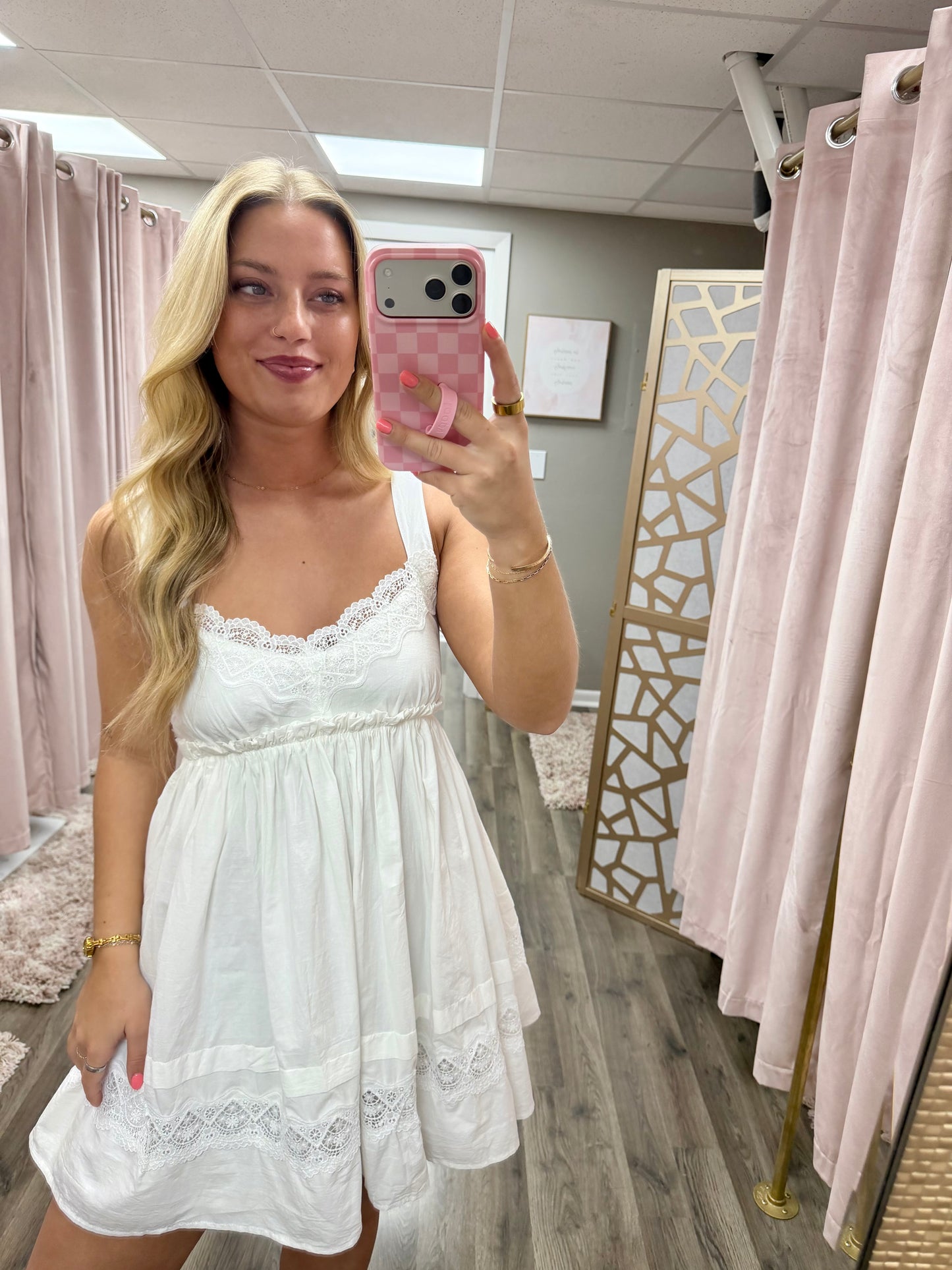 Lace Trim Line Mini Dress