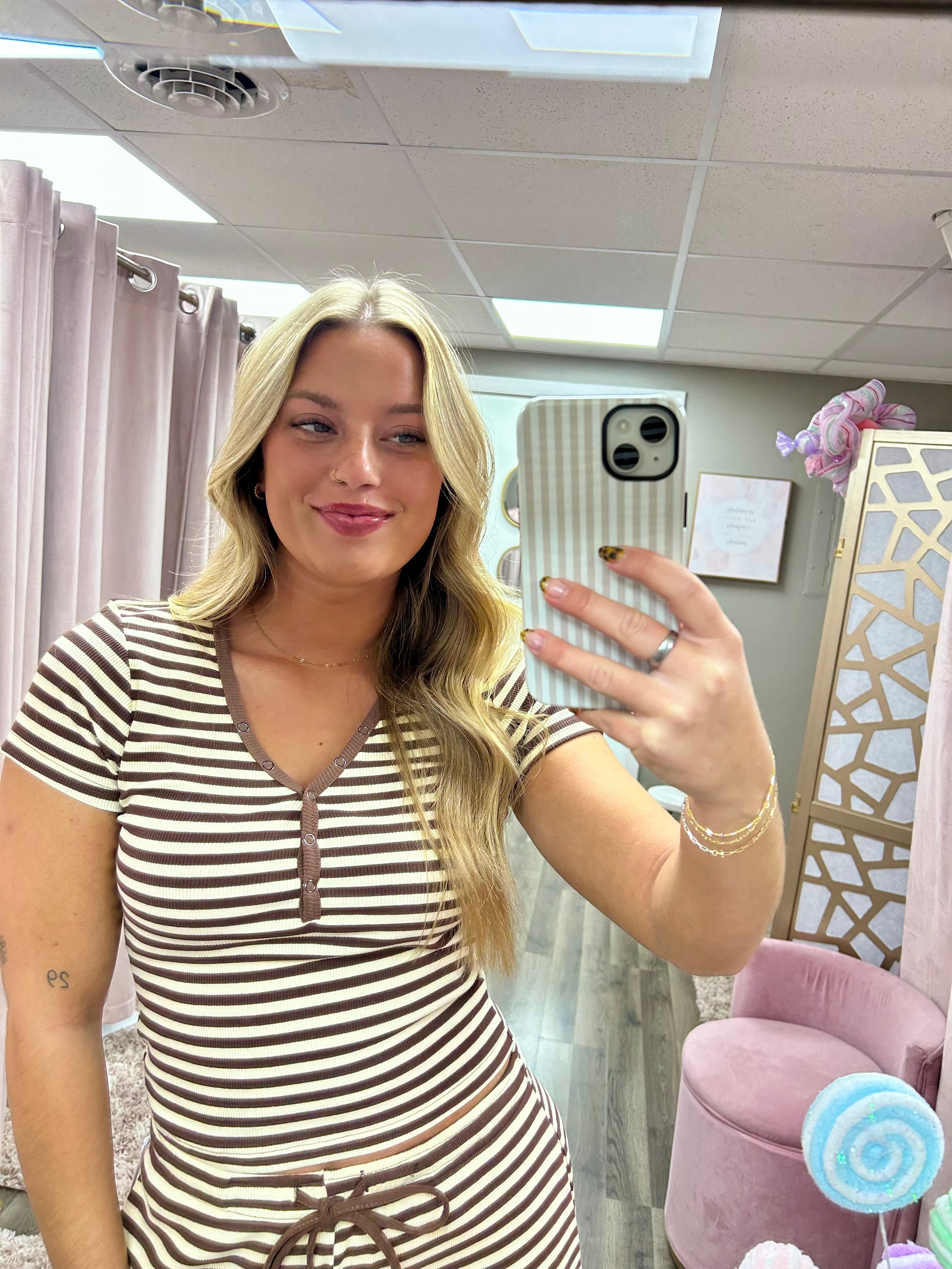 Striped Snap Button Tee