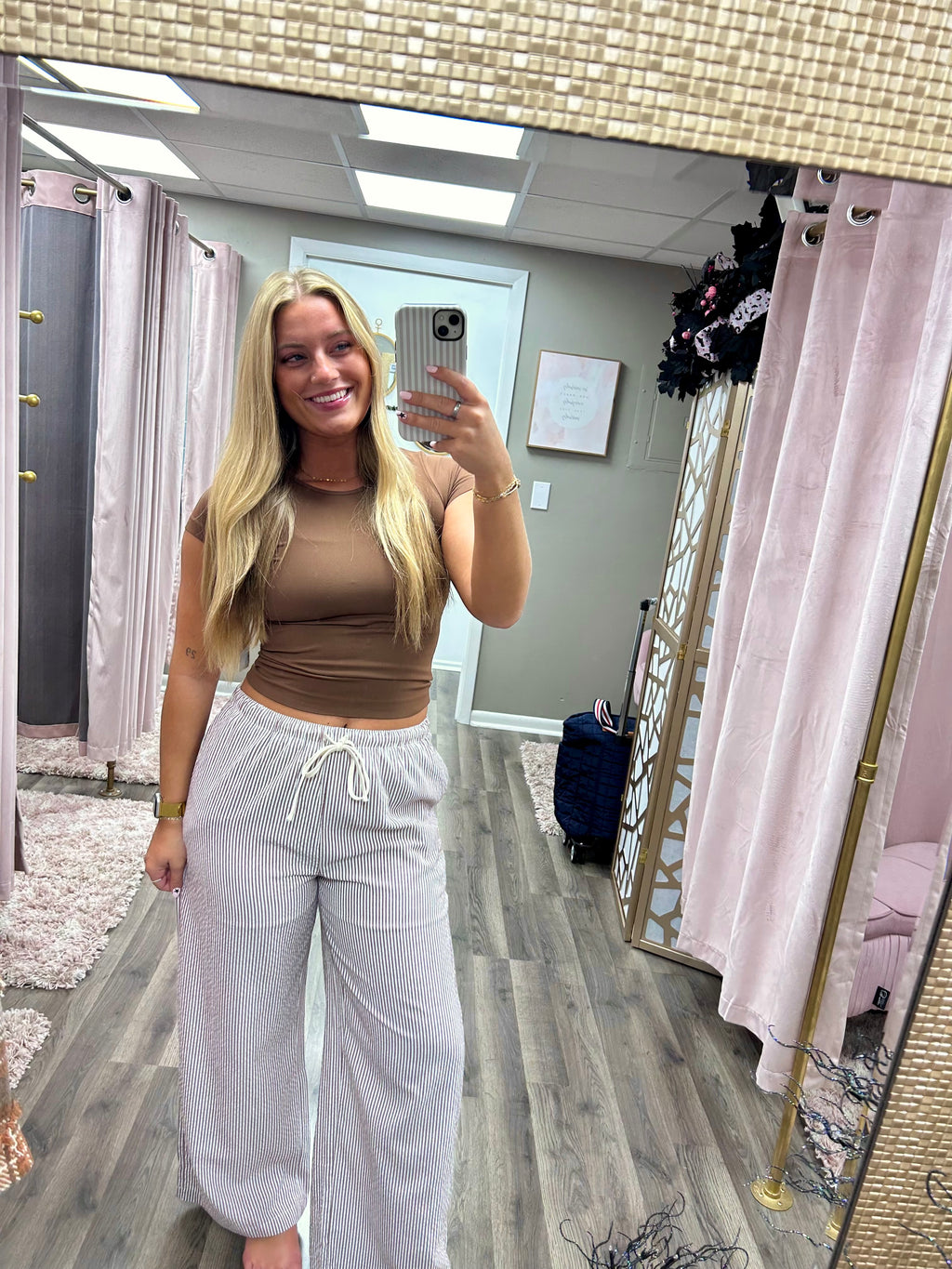 Drawstring Waist Striped Pant