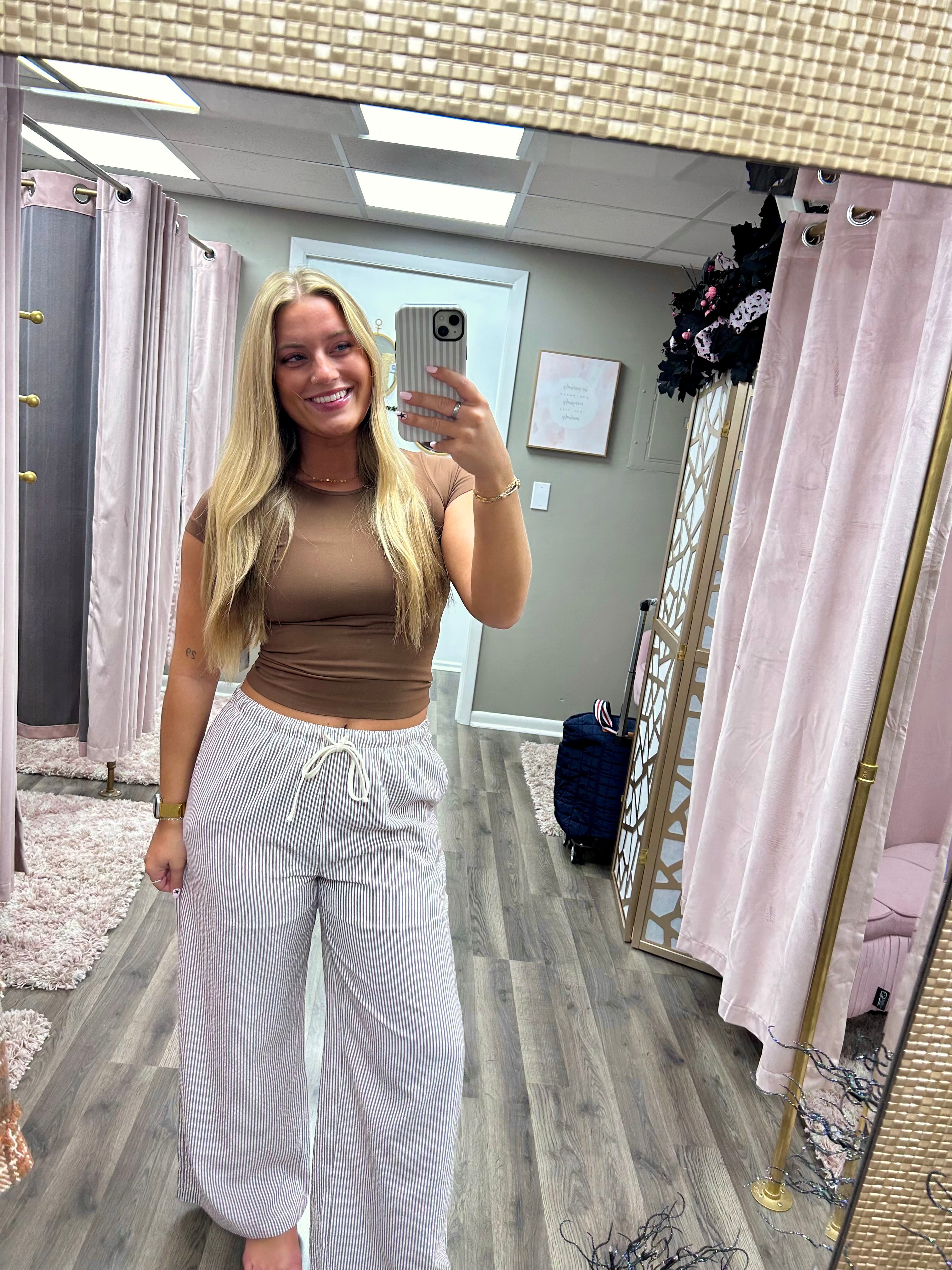 Drawstring Waist Striped Pant