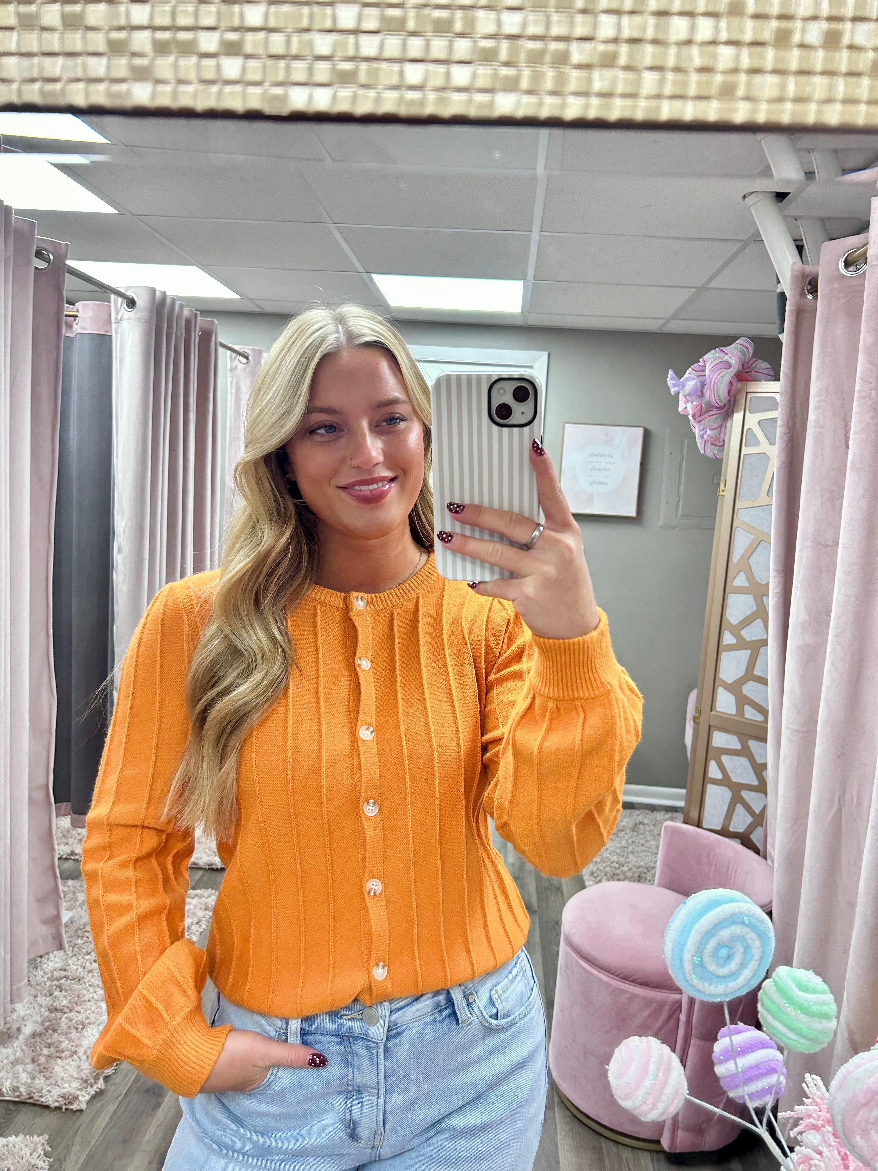 Crew Neck Button Cardigan