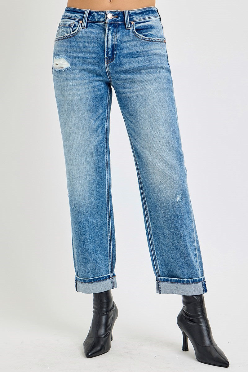 Risen High Rise Distressed Boyfriend Jean