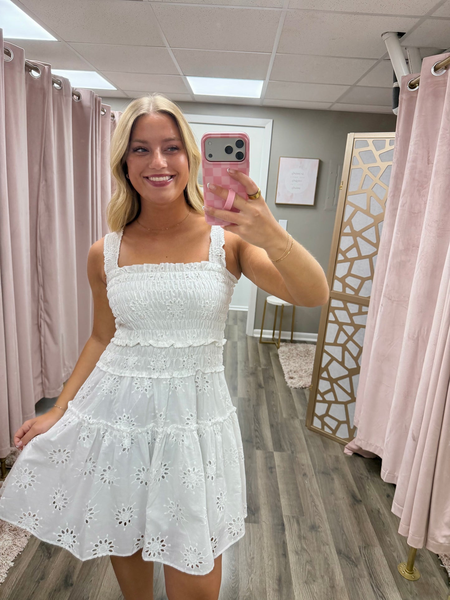 Cotton Eyelet Mini Dress